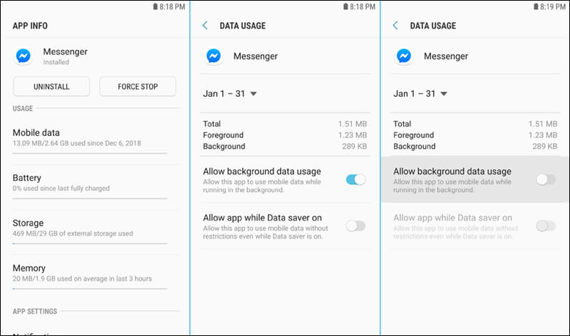 تفعيل البيانات فى الخلفية
