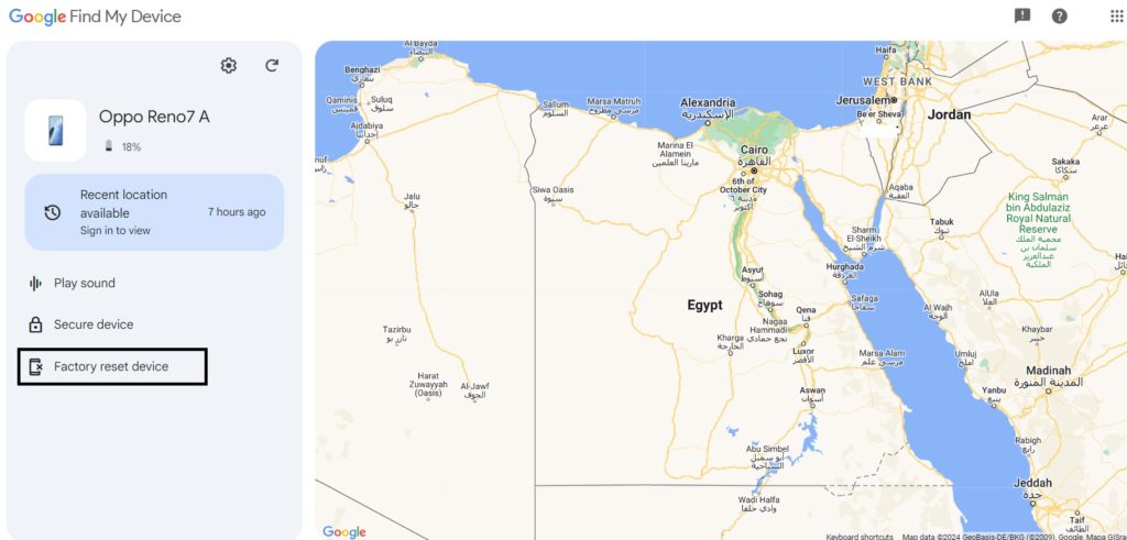 ضبط مصنع اندرويد عن بعد