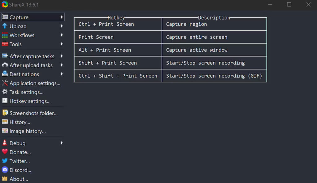 برنامج ShareX لتصوير لقطة شاشة ويندوز 11