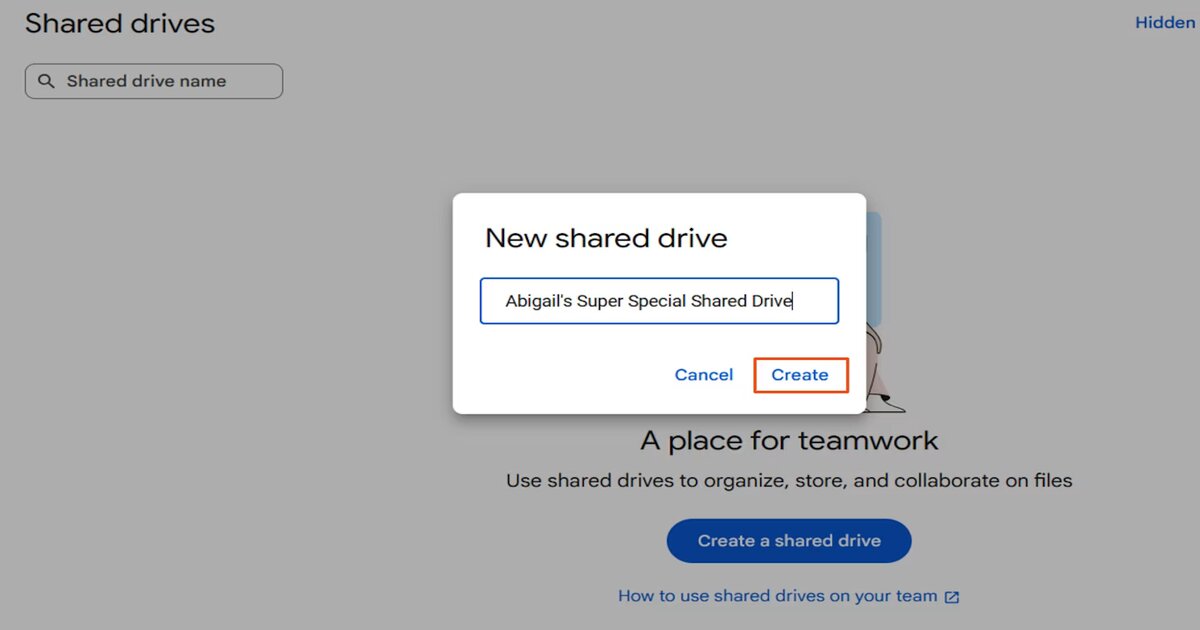الخيار "إنشاء (Create)"