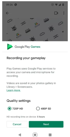 تسجيل الشاشة فيديو عبر Google Play