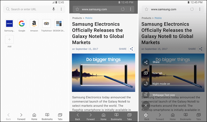 متصفح سامسونج للاندرويد