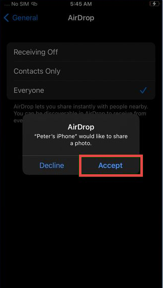 كيفية استلام ملف على AirDrop