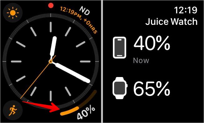 معرفة بطارية ايفون من ابل ووتش