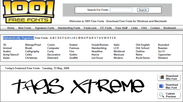 موقع 1001 Free Fonts