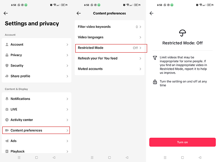 كيفية تعديل إعدادات تقييد المحتوى عبر تطبيق TikTok