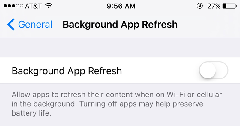 تعطيل التحديثات الخلفية للتطبيقات