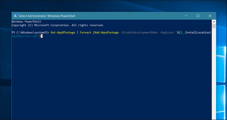 اعادة تثبيت تطبيقات ويندوز 10