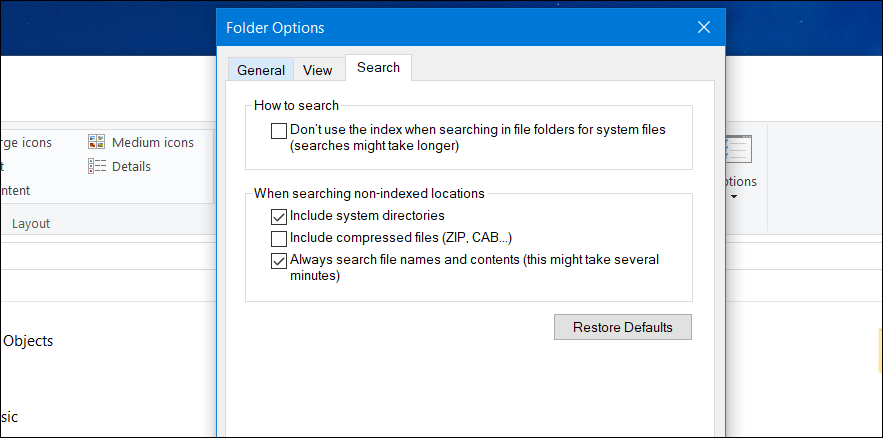 تفعيل البحث داخل محتوي الملفات
