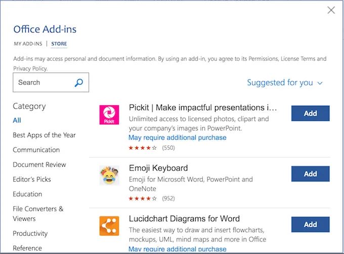متجر إضافات مايكروسوفت أوفيس