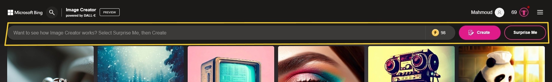 انشاء صورة بواسطة Bing Image Creator من مايكروسوفت