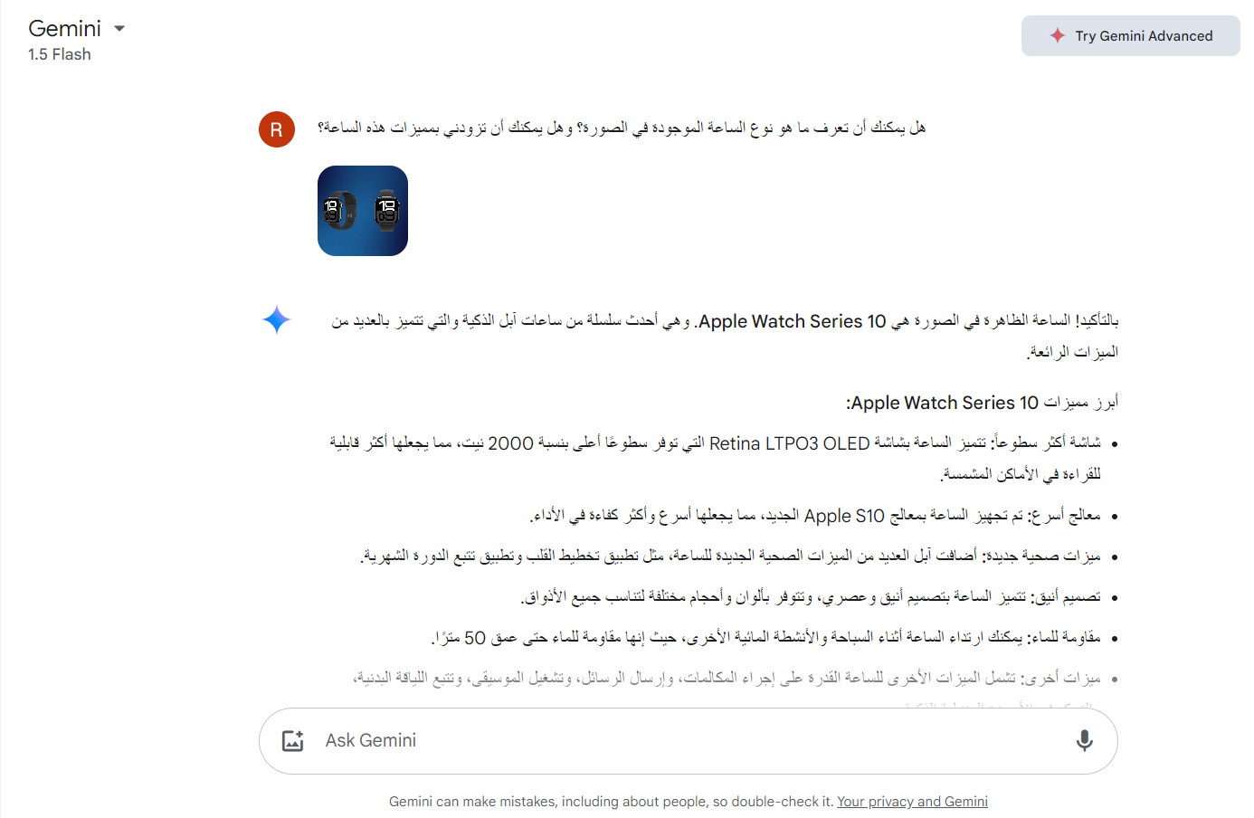 سؤال Gemini بالعربي عن صورة