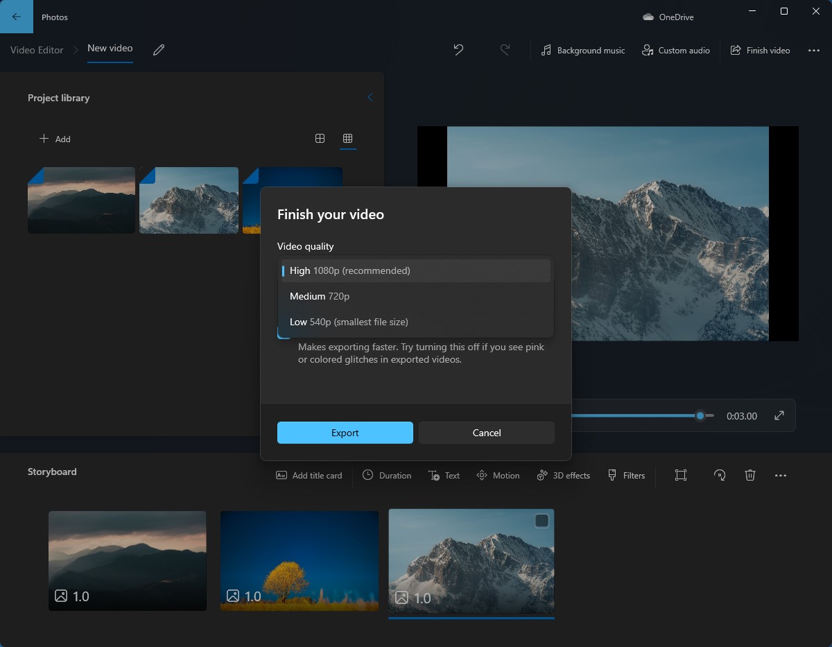 تصدير السلايد شو في ويندوز
