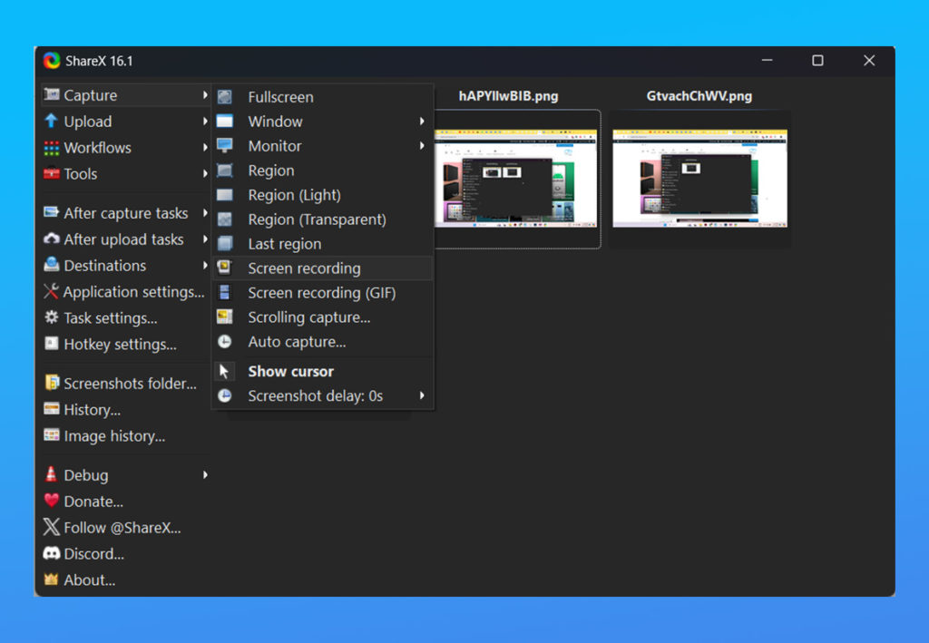 ShareX برنامج تسجيل شاشة الكمبيوتر