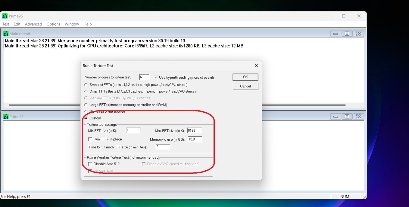 برنامج Prime95 لاختبار المعالج