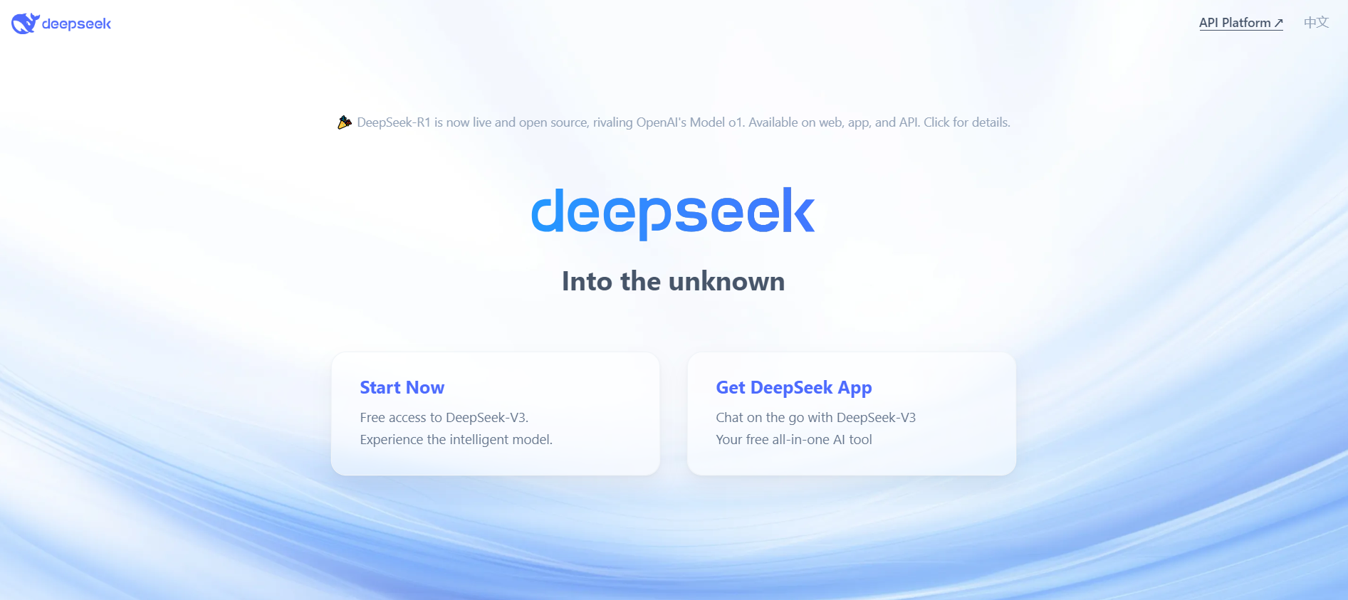 الصفحة الرئيسية ل DeepSeek