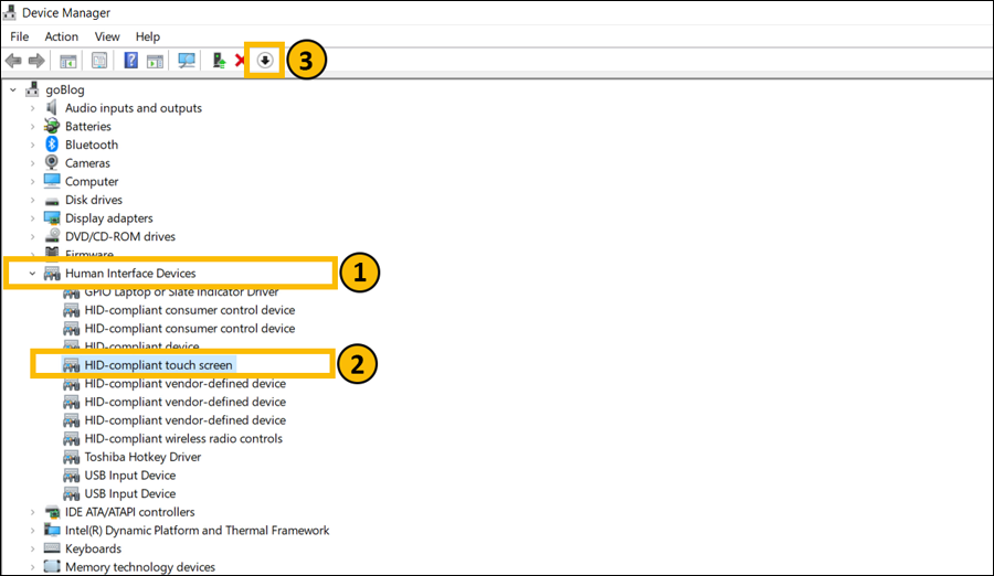 تعطيل تعريف شاشة اللمس