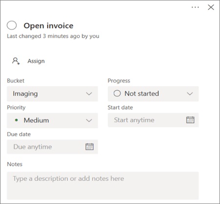 تسجيل مهمة جديدة Microsoft Planner