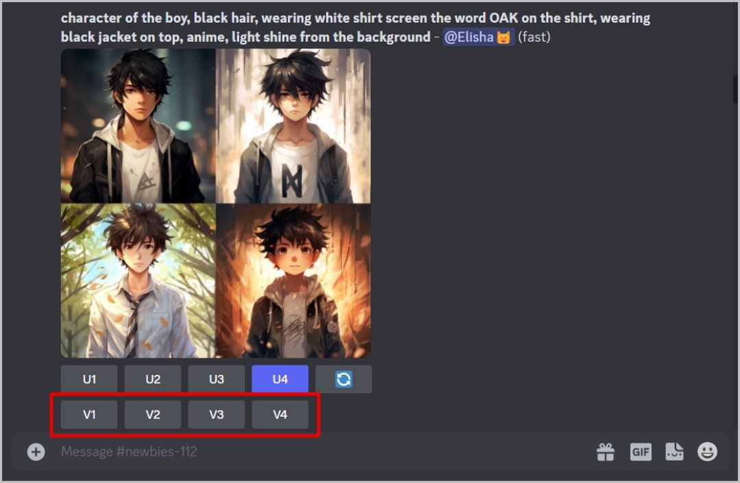 اختيار نتائج مختلفة من صور Midjourney