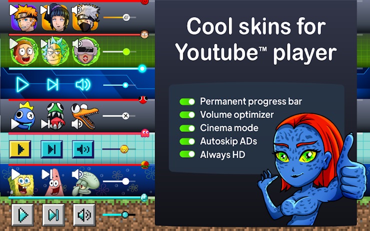 Skins for YouTube player تغيير شكل يوتيوب