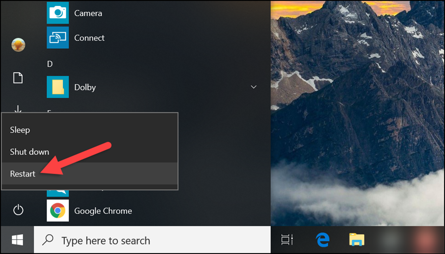 إعادة تشغيل الكمبيوتر