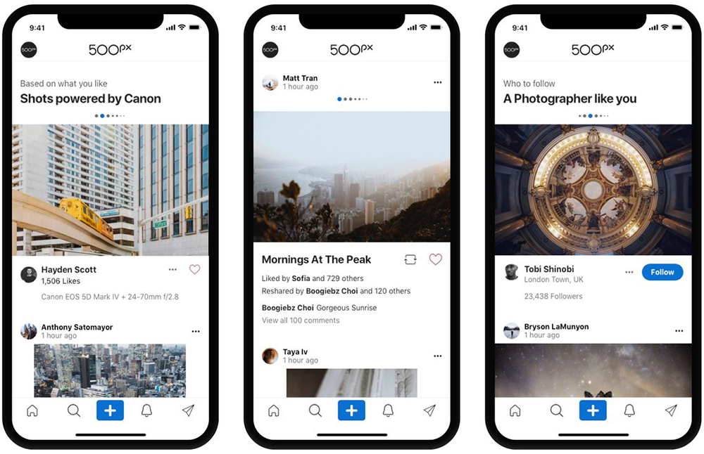 تطبيق 500px لمشاركة الصور وبيعها
