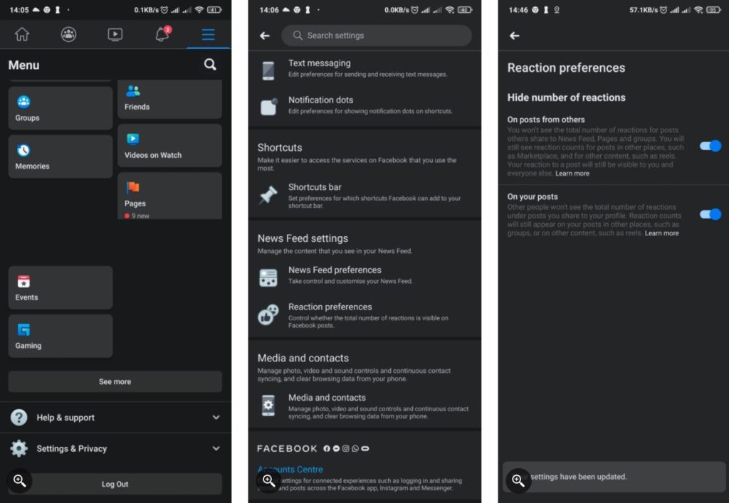 كيفية اخفاء اللايك من فيسبوك الجوال