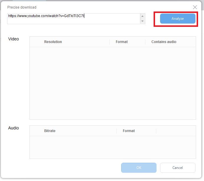 الضغط على زر التحليل بعد إدخال URL