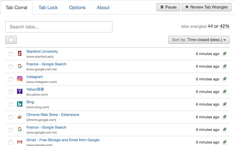Tab Wrangler تعطيل نوافذ كروم