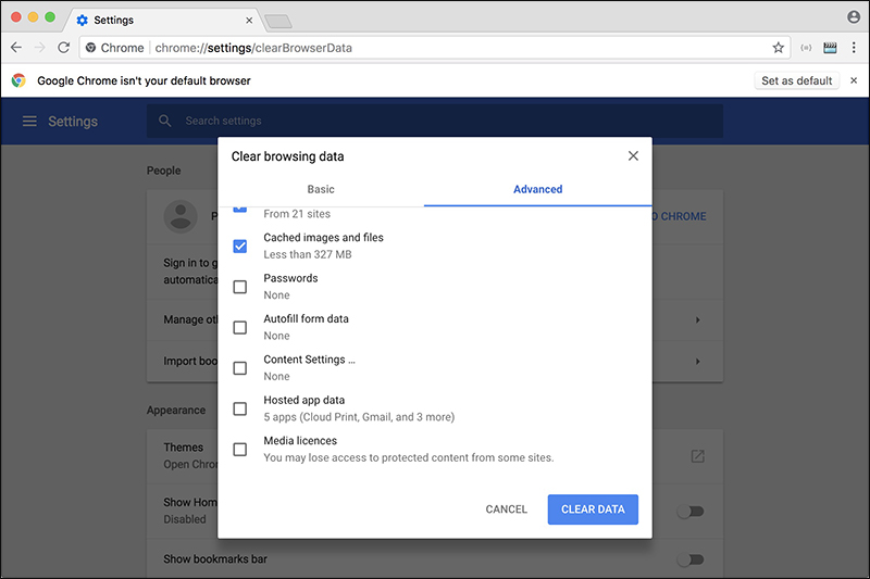 حذف الملفات المؤقتة من المتصفحات