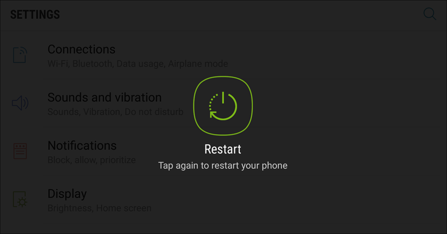 إعادة تشغيل الهاتف