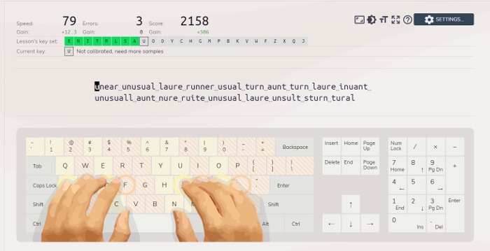 موقع Keybr اختبار سرعة الكتابة