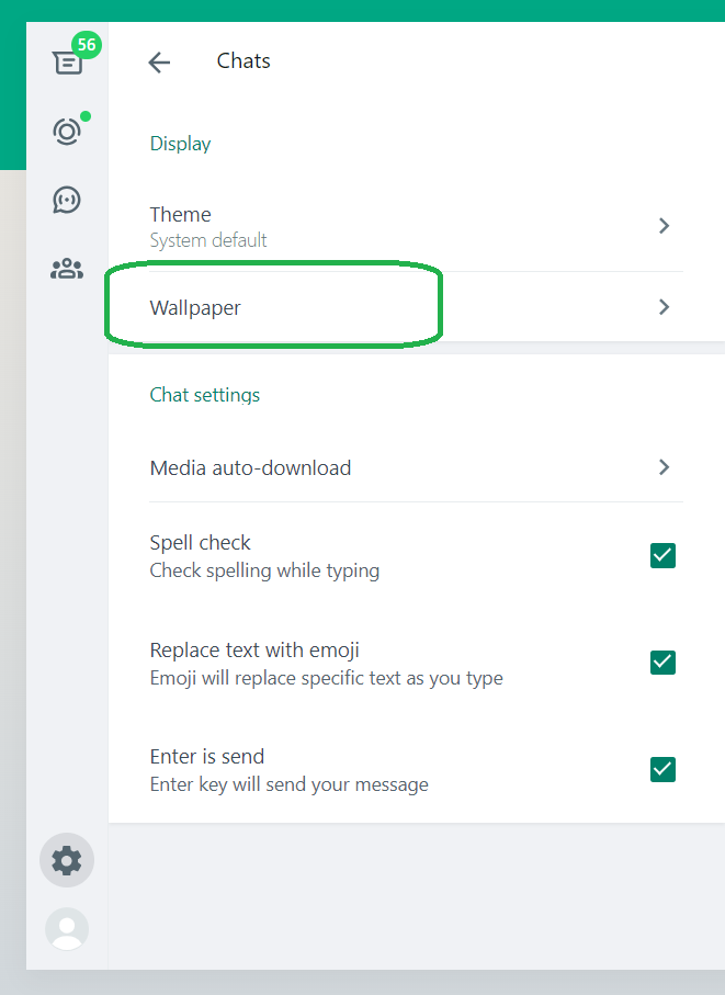 اعدادات خلفية الواتس على الويب