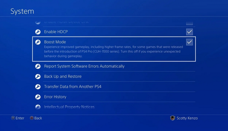 خاصية boost mode بلايستيشن برو