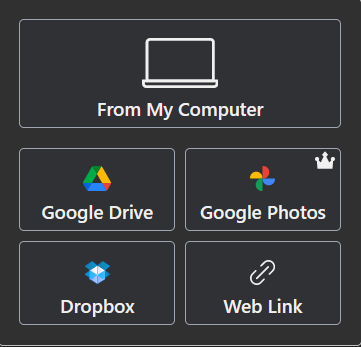 خيارات تحميل الصورة
