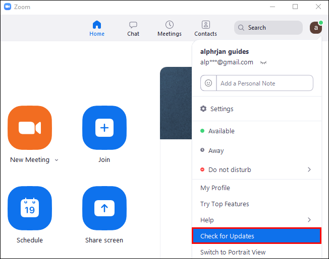 تحديث تطبيق زووم