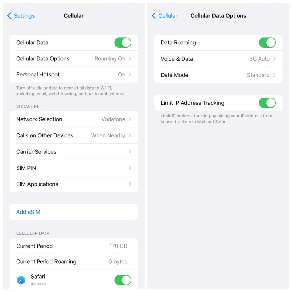 وضع البيانات المنخفضة لتقليل استهلاكها على الايفون
