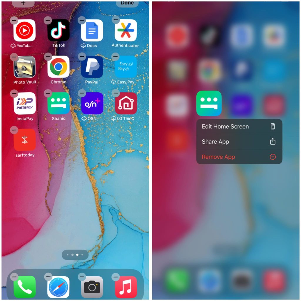 اخفاء صفحة تطبيقات على ايفون