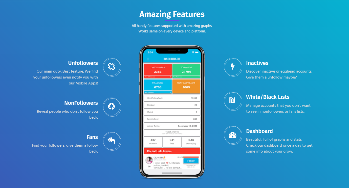 مميزات موقع Unfollower Stats