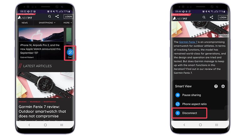 خطوات فصل Samsung Smart View على الهاتف