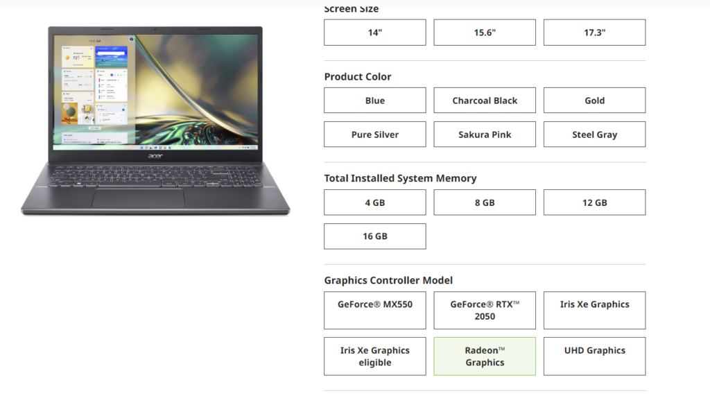 اختيار لابتوب ايسر Acer Aspire 5