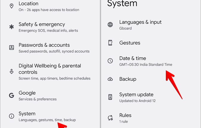 ضبط وقت الجهاز 