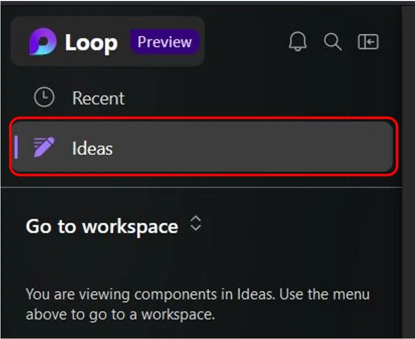 الخيار "Ideas"