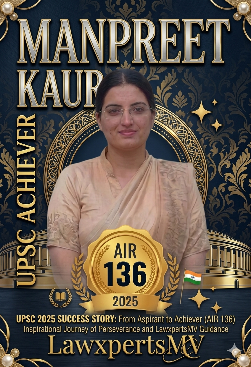 LAWXPERTSMV | Manpreet Kaur’s AIR 136 | UPSC Law Optional