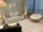 Client couch and chair for EMDR therapy sessions in Dallas, Texas