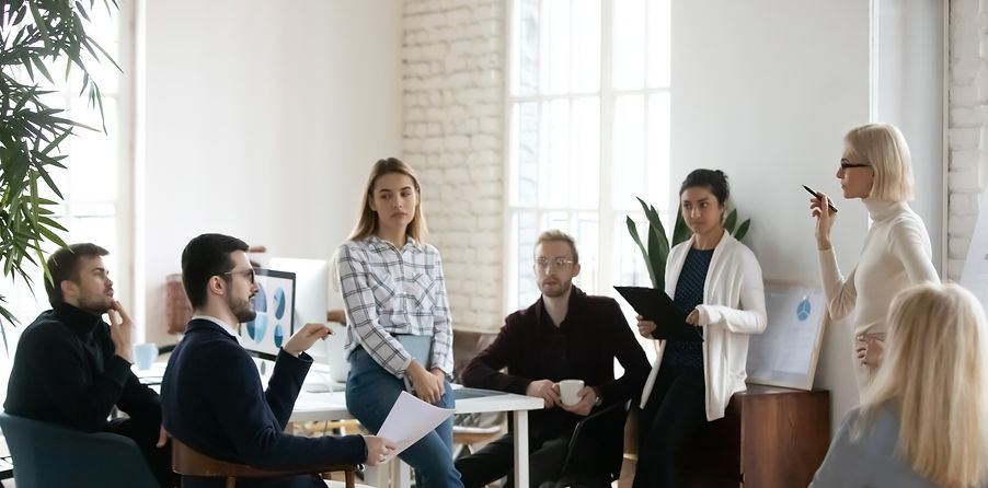 marketing and digital consultant with group of professionals brainstorm