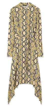 excitingly patterned green and black snake print dress