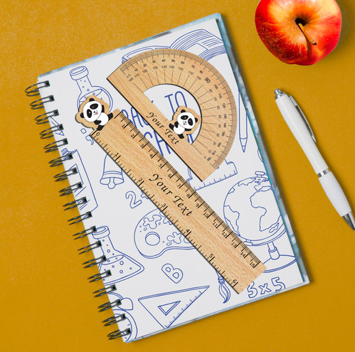 Mdfo Ruler Personalized MDF Geometry Scale / Ruler and Protractor for School Kids ...