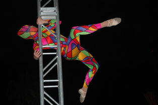 Miami Aerialist in Rainbow Costume