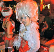 Christmas Karen Performer at Sushi Samba Cosplay in Miami Florida